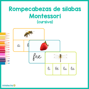 Rompecabezas Montessori 2, 3, 4 sílabas (cursiva)