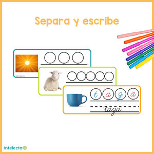 Tarjetas separa y escribe Montessori