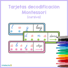 Cargar imagen en el visor de la galería, Tarjetas decodificación Montessori (cursiva)