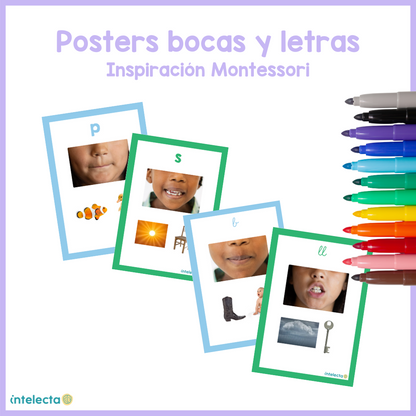 Posters de bocas y letras - Inspiración Montessori