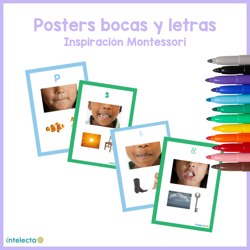 Posters de bocas y letras - Inspiración Montessori