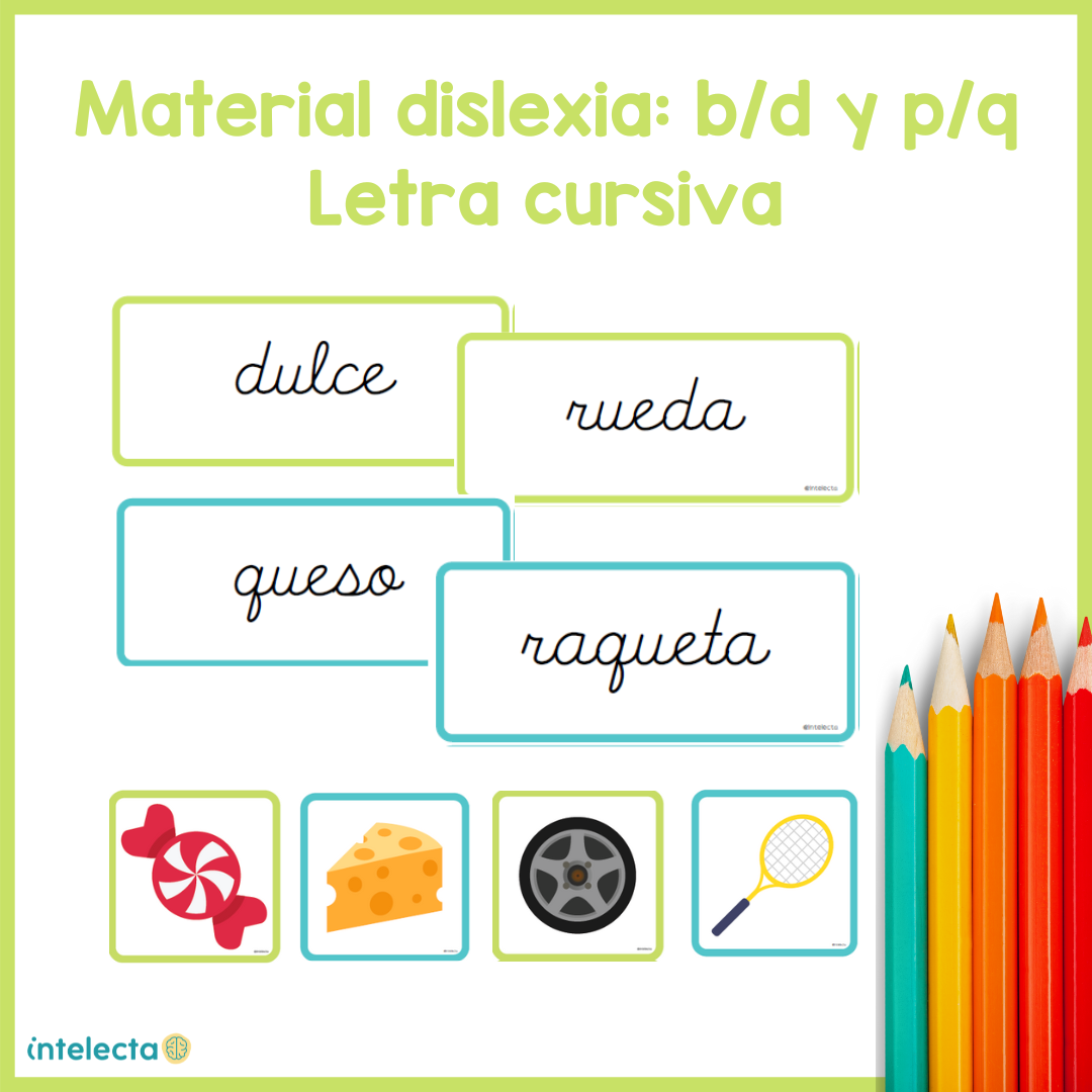 Tarjetas palabras b/d y p/q (letra cursiva)