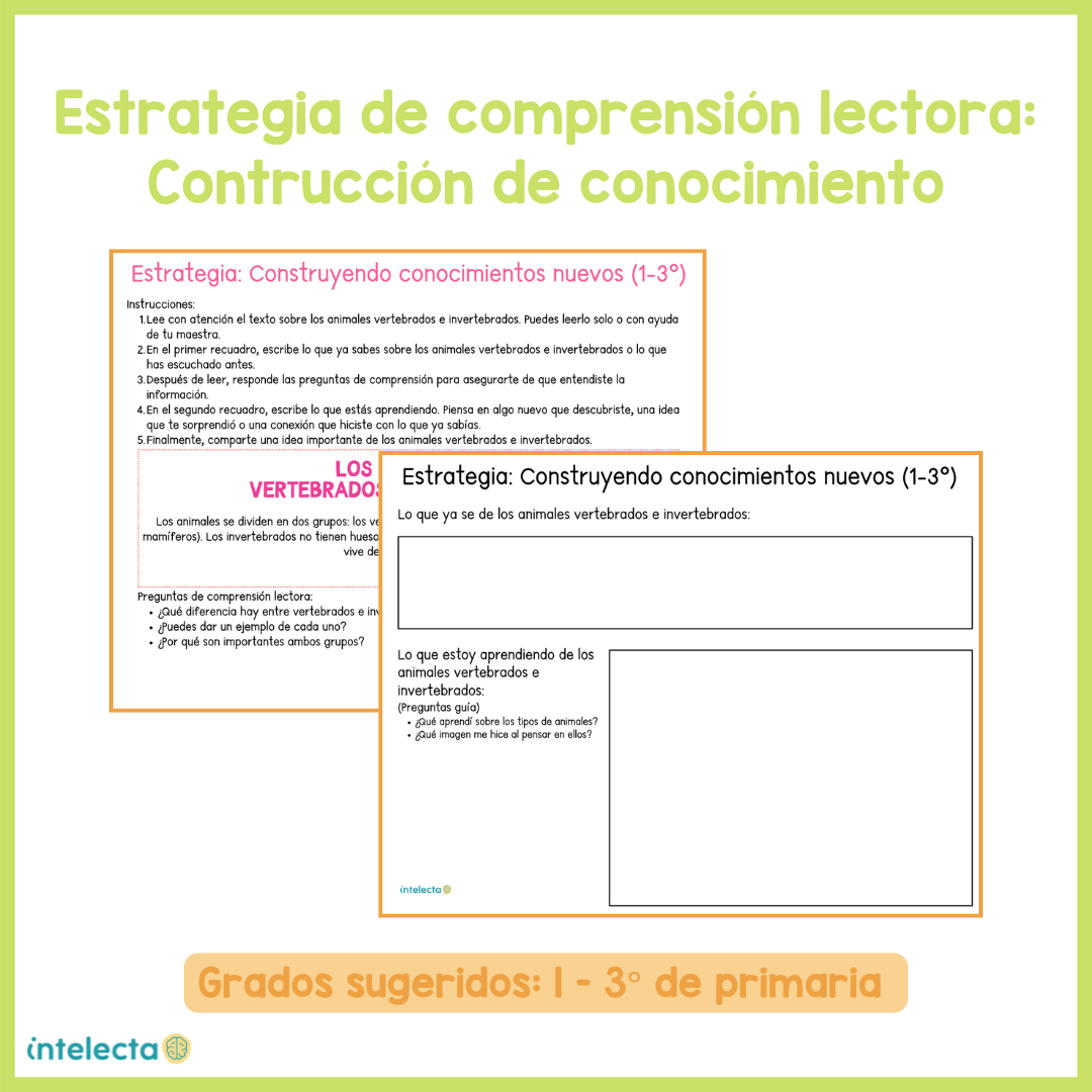 Estrategia para comprensión lectora: Construcción de conocimiento 1° a 3° primaria