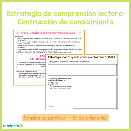 Estrategia para comprensión lectora: Construcción de conocimiento 1° a 3° primaria