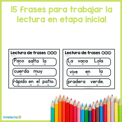 Tarjetas de lectura de frases cortas