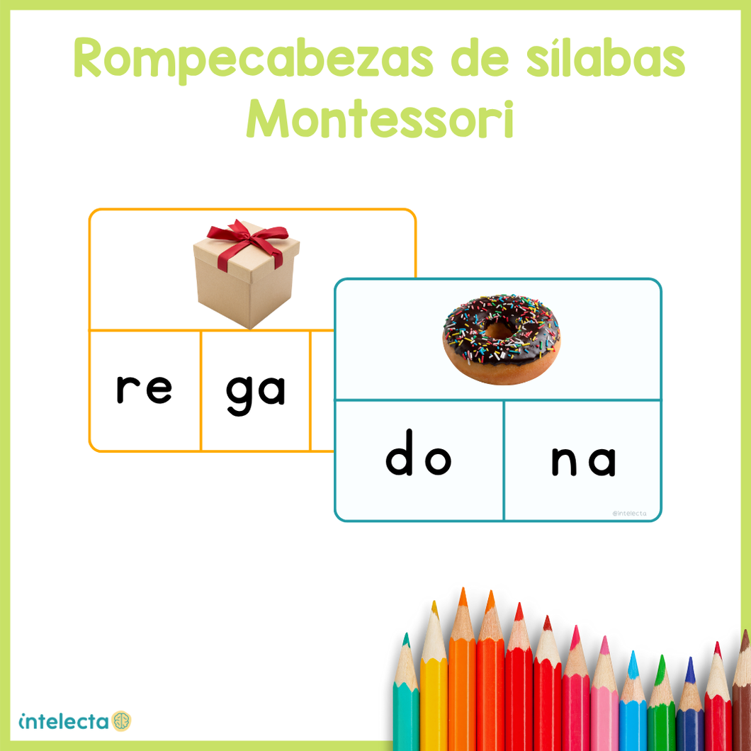 Rompecabezas Montessori de 2, 3, 4 sílabas