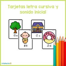 Cargar imagen en el visor de la galería, Tarjetas letra cursiva y sonido inicial (cursiva)